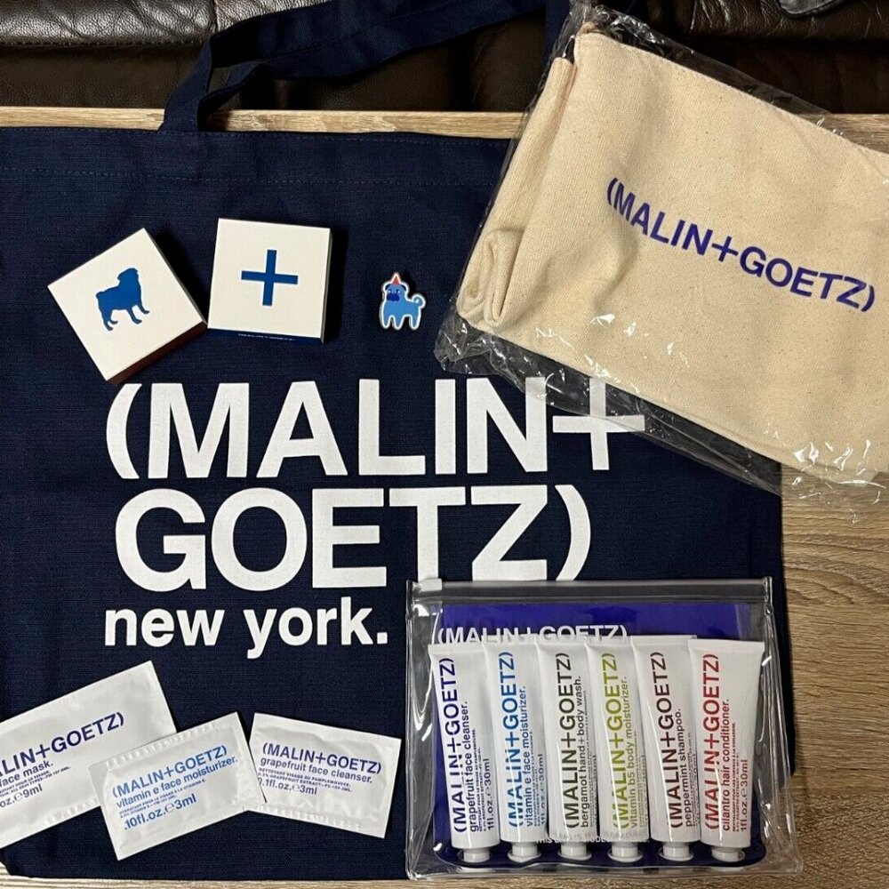 MALIN+GOETZ Best Sellers Travel Kit 6 Piece 1 Fl Oz Canvas Wash Bag Tote Matches